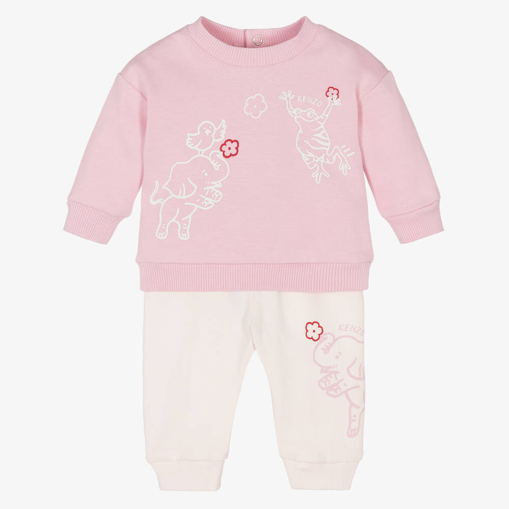 KENZO KIDS - Baby Girls Pink Cotton Trouser Set  | Childrensalon