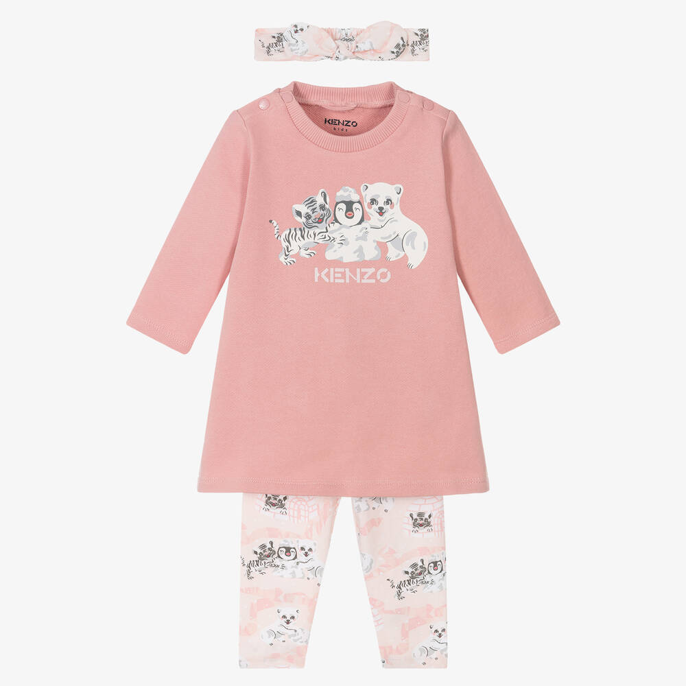 KENZO KIDS - Розовый комплект с платьем для малышек | Childrensalon