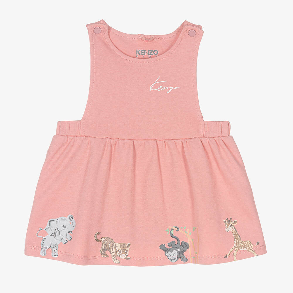 KENZO KIDS - Baby Girls Pink Logo Pinafore Dress | Childrensalon
