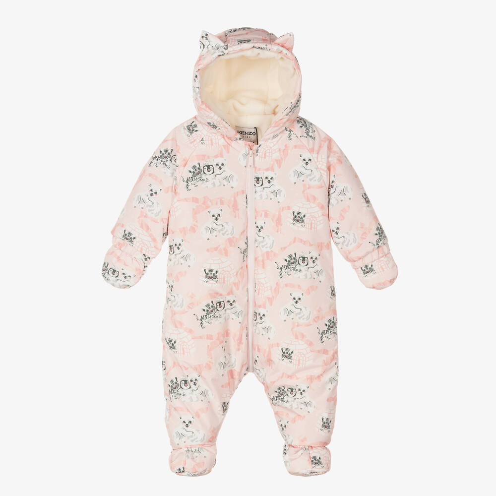 KENZO KIDS - Baby Girls Pink Logo Snowsuit | Childrensalon