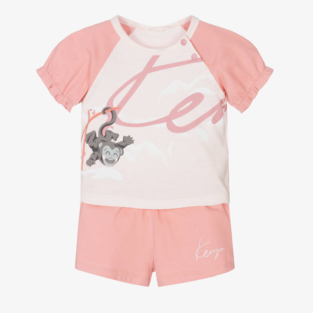 KENZO KIDS - Розовый топ и шорты для малышек | Childrensalon