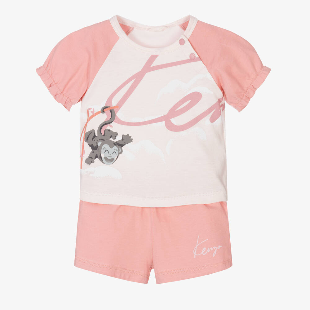 KENZO KIDS - Baby Girls Pink Multi Iconics Short Set | Childrensalon