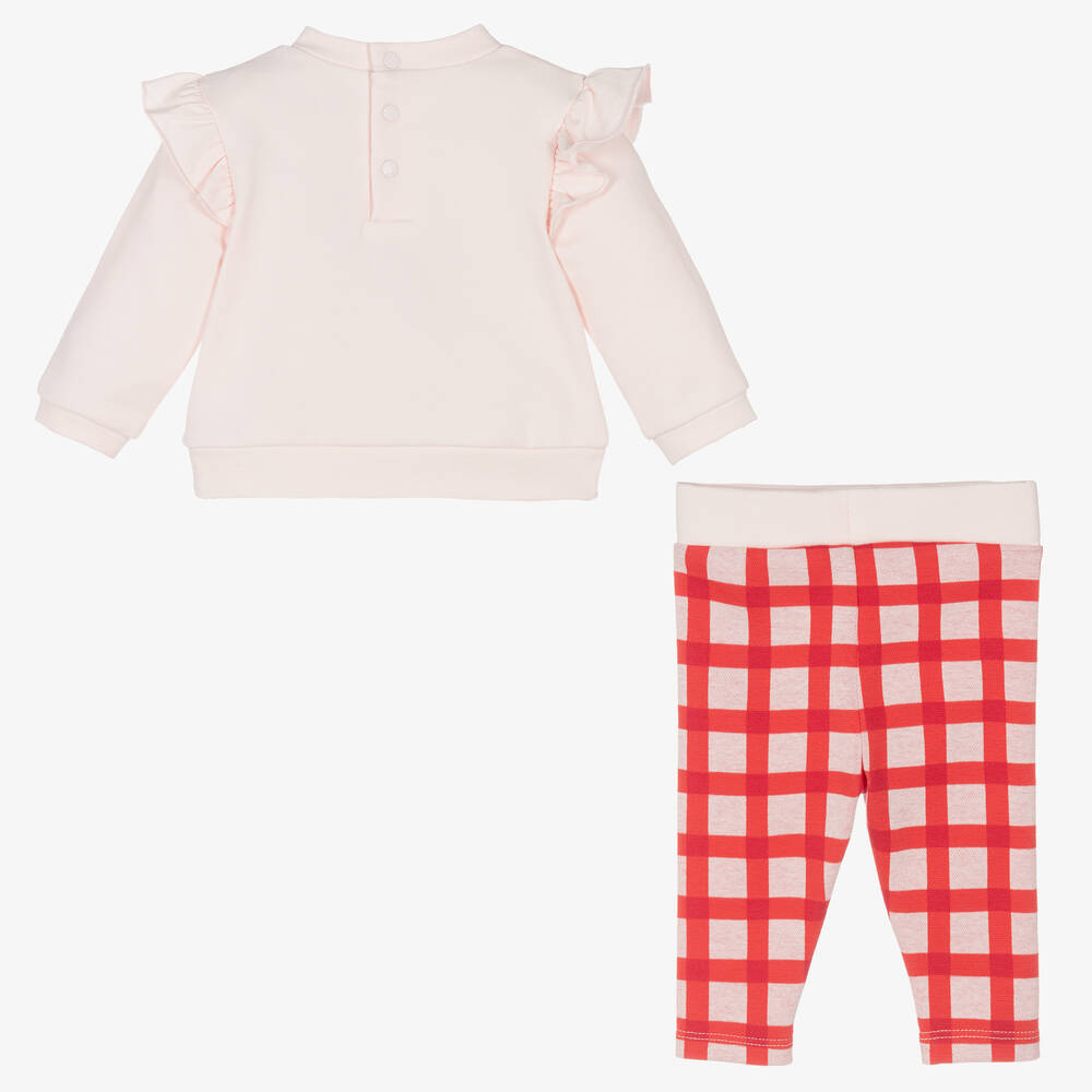 KENZO KIDS-Розовый топ и штанишки в красную клетку | Childrensalon Outlet