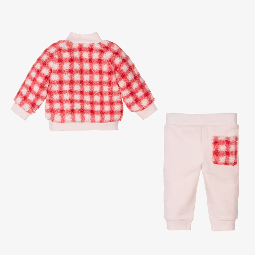 KENZO KIDS-طقم بنطلون فليس لون زهري وأحمر للمولودات | Childrensalon Outlet