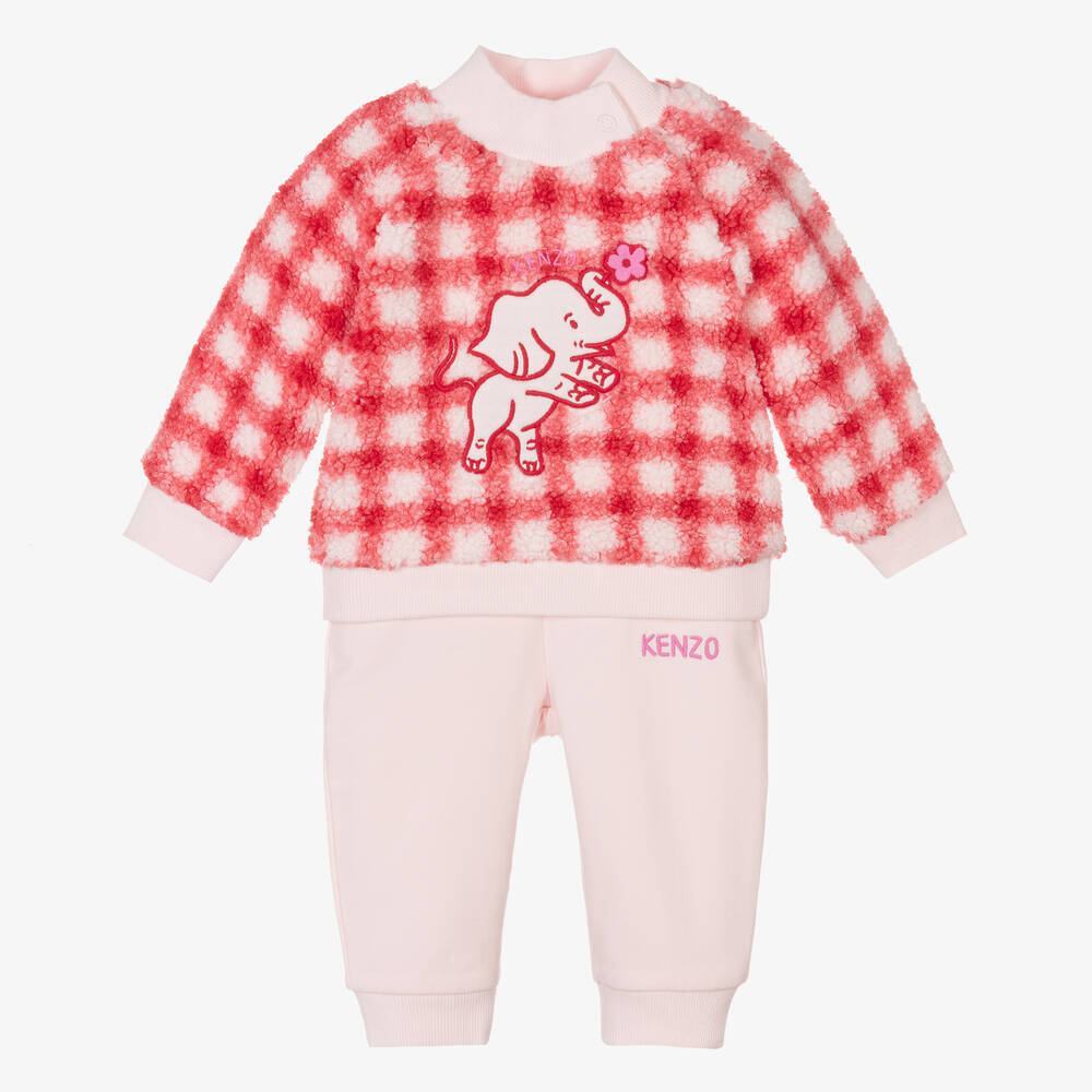 KENZO KIDS - Baby Girls Pink & Red Elephant Trouser Set | Childrensalon