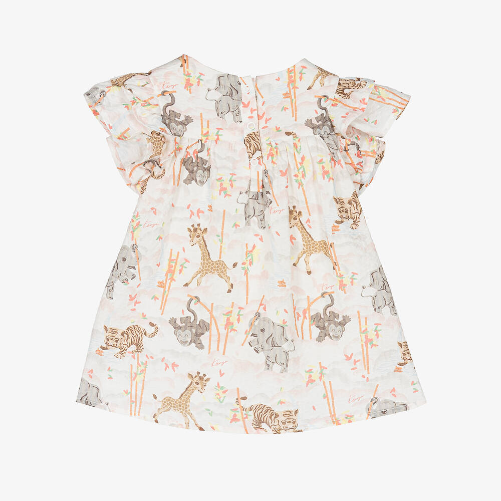 KENZO KIDS-Baby Girls Pink & White Cotton Dress | Childrensalon Outlet