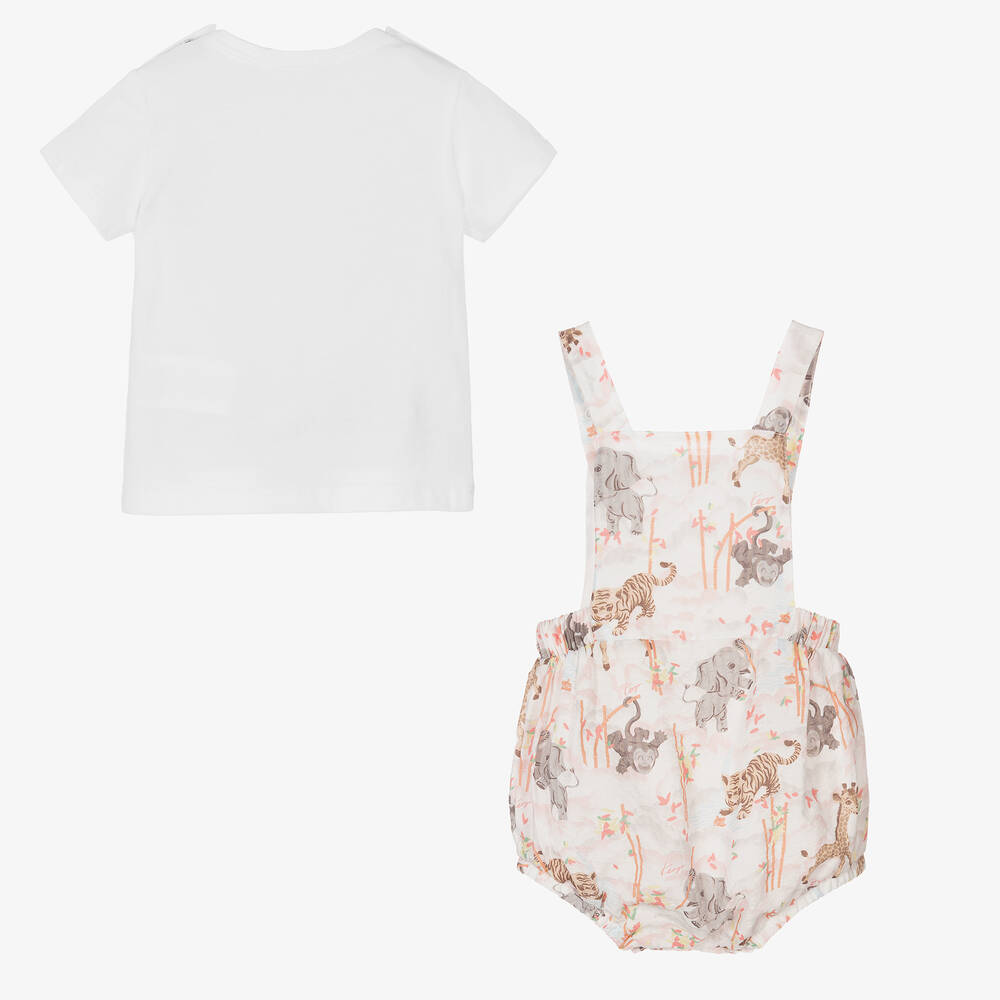 KENZO KIDS-Белая футболка и розовый песочник из хлопка для малышек | Childrensalon Outlet