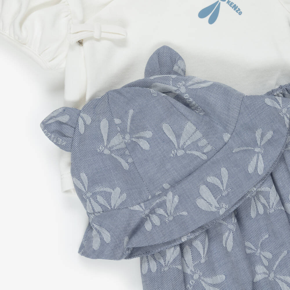 KENZO KIDS-Baby Girls White & Blue Dragonfly Shorts Set | Childrensalon Outlet