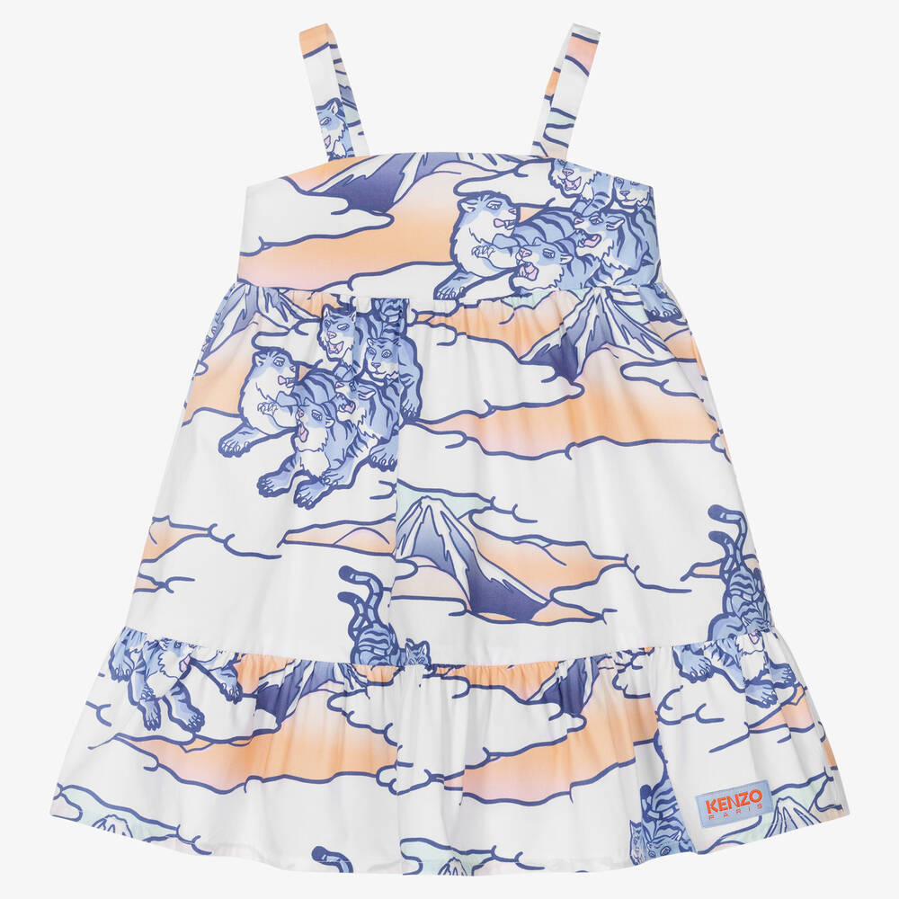 KENZO KIDS - Robe blanche en popeline de coton | Childrensalon