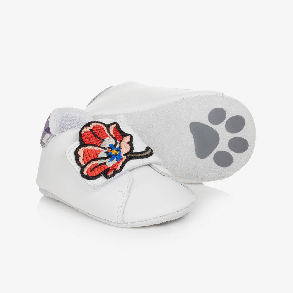 KENZO KIDS - Baby Girls White Leather Pre-Walker Shoes | Childrensalon