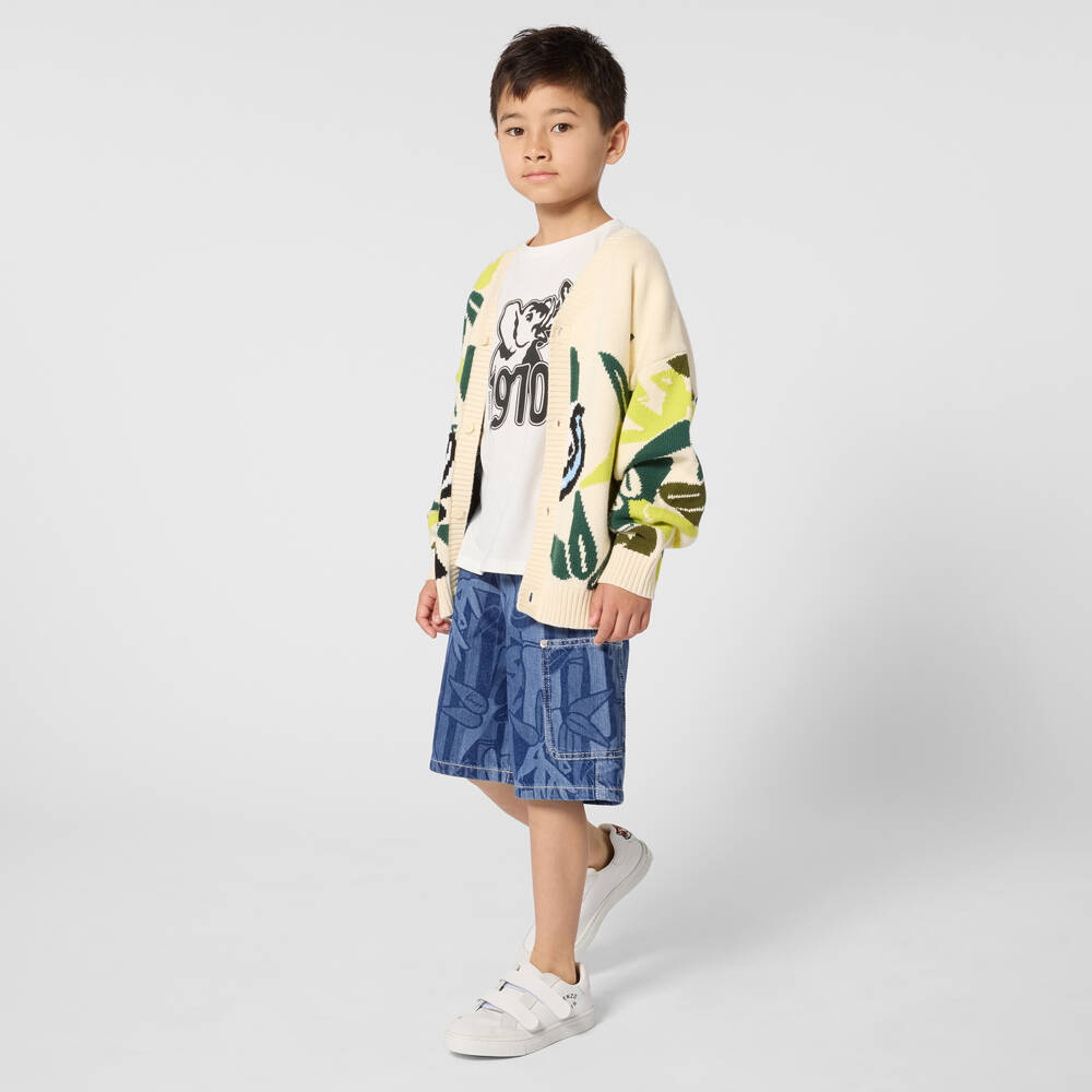 KENZO KIDS-Beige And Green Jungle Cardigan | Childrensalon Outlet