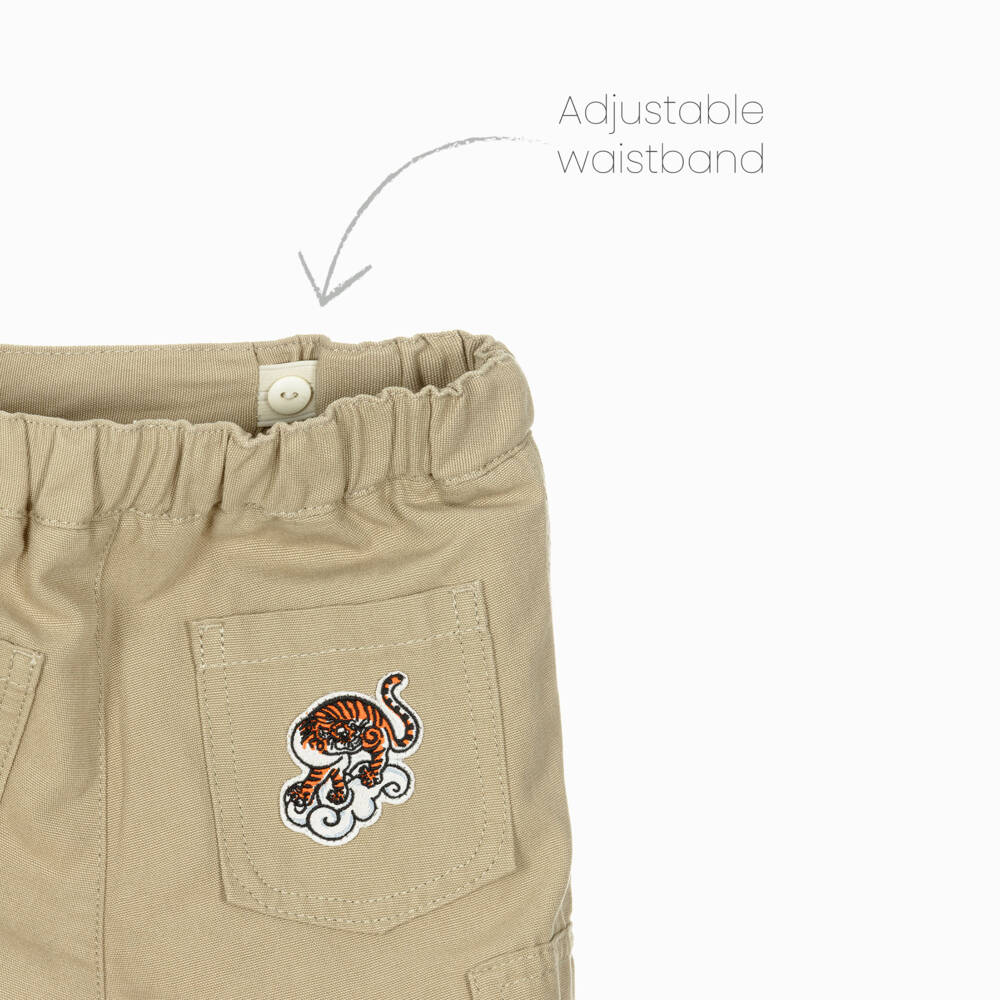 KENZO KIDS-Beige Cotton Canvas Cargo Pants | Childrensalon Outlet