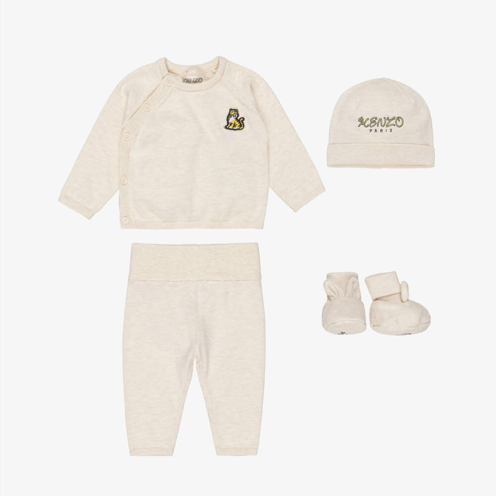 KENZO KIDS-Beige Cotton Knit Outfit Gift Set | Childrensalon Outlet