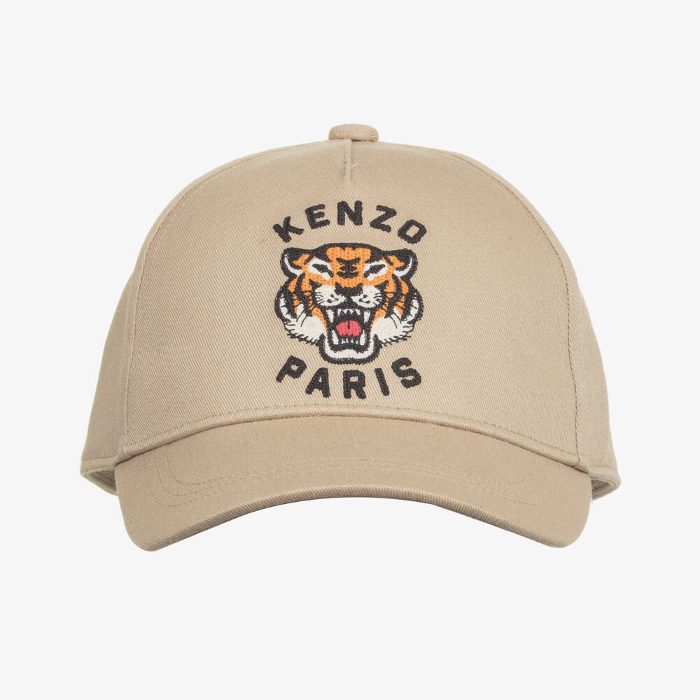 KENZO KIDS-Beige Cotton Lucky Tiger Cap | Childrensalon Outlet