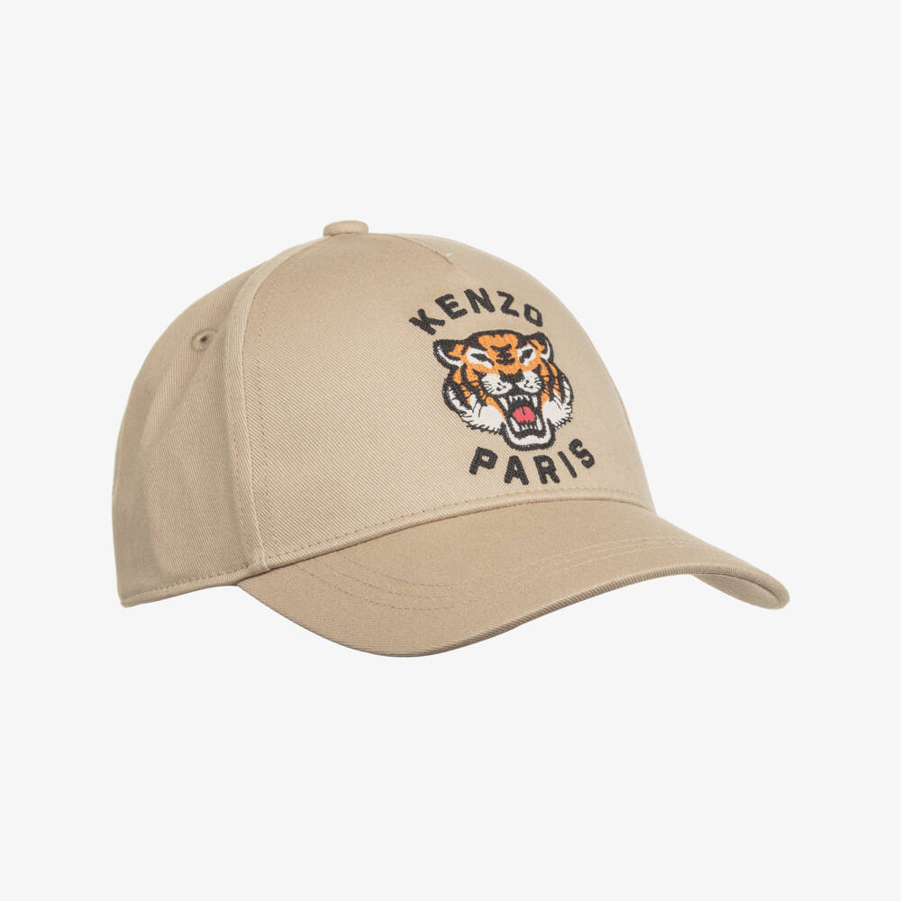 KENZO KIDS-Beige Cotton Lucky Tiger Cap | Childrensalon Outlet