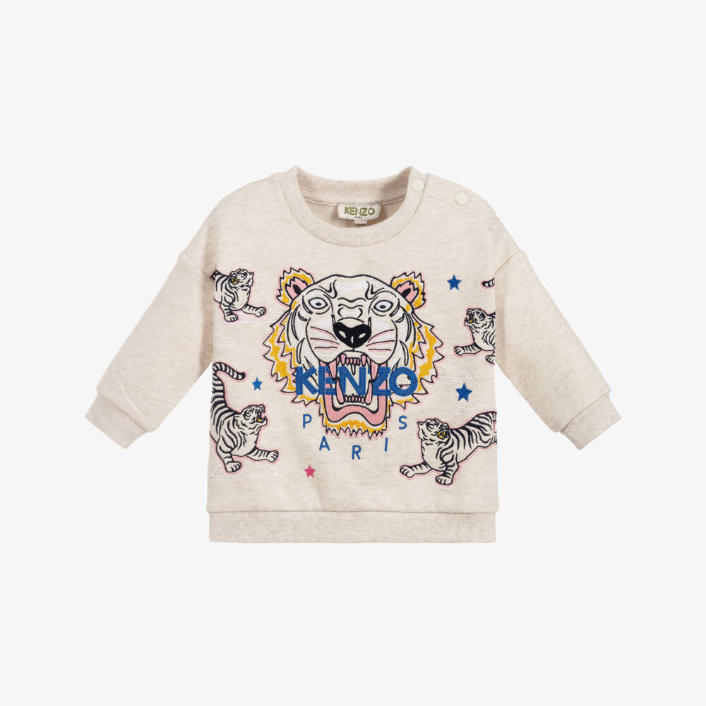 KENZO KIDS-Beige Cotton Tiger Sweatshirt | Childrensalon Outlet