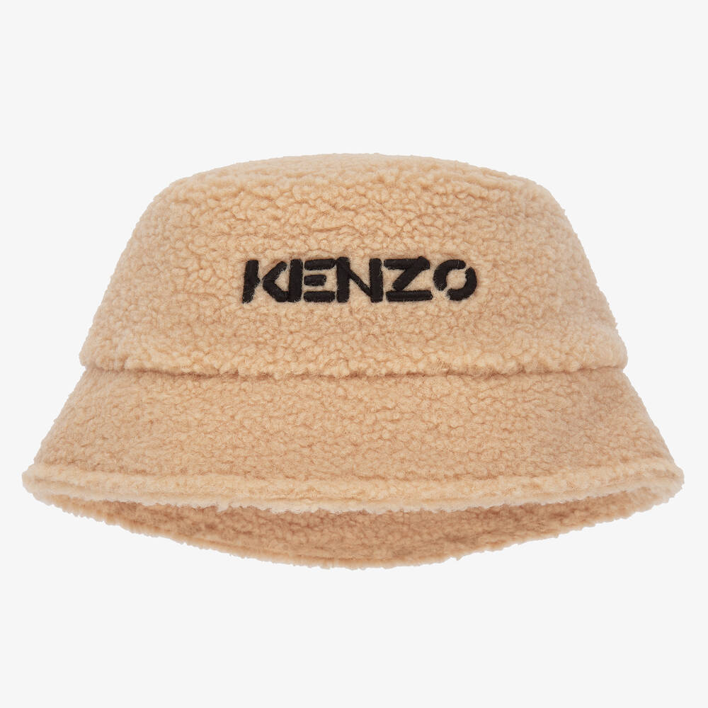KENZO KIDS - Beige Logo Bucket Hat | Childrensalon