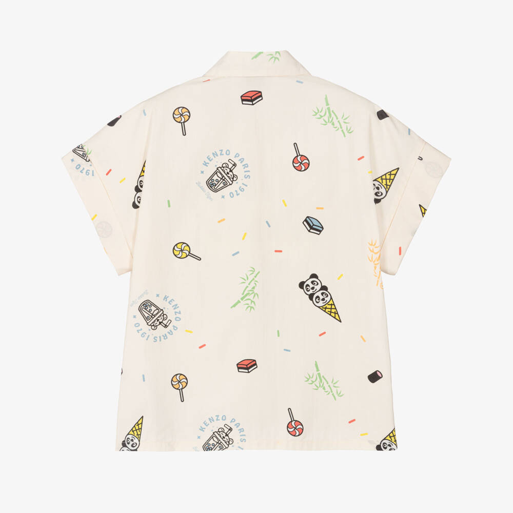KENZO KIDS-Beige Logo Shirt | Childrensalon Outlet