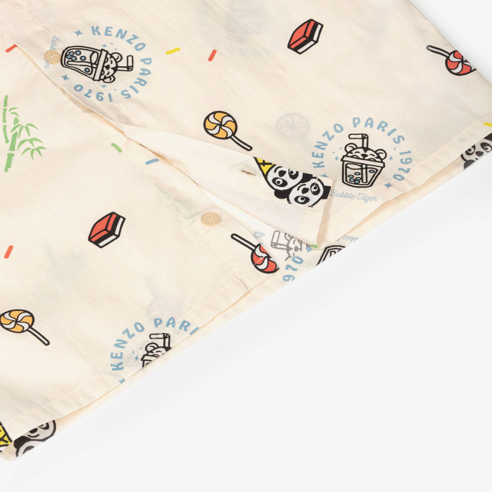 KENZO KIDS-Beige Logo Shirt | Childrensalon Outlet