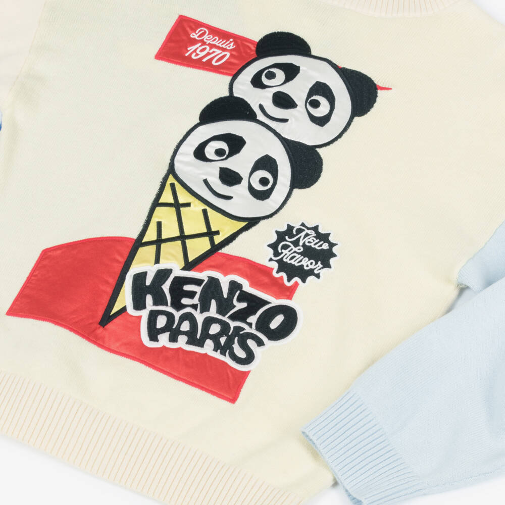 KENZO KIDS-Beige Panda Cardigan | Childrensalon Outlet