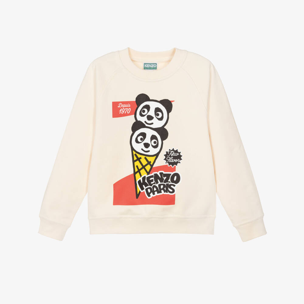 KENZO KIDS-Beige Panda Sweatshirt | Childrensalon Outlet