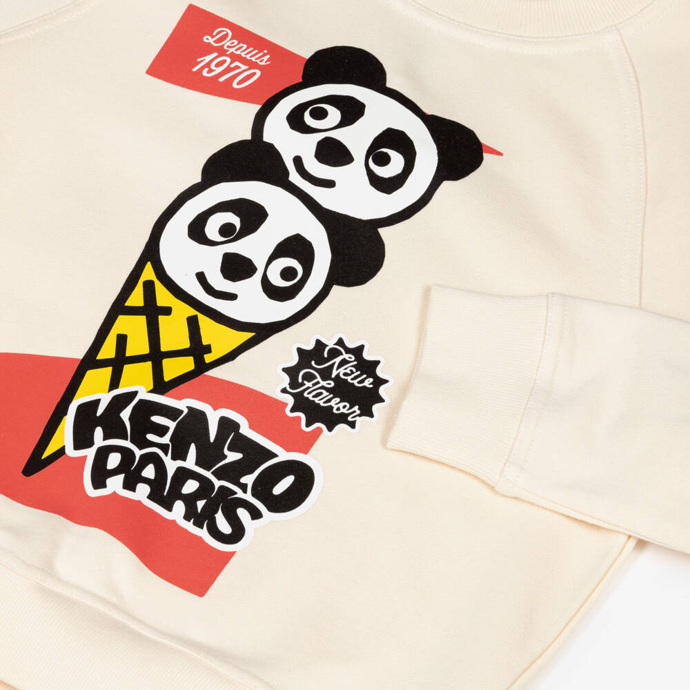 KENZO KIDS-Beige Panda Sweatshirt | Childrensalon Outlet