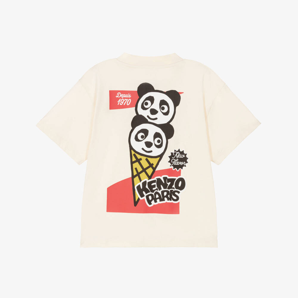 KENZO KIDS-Beige Panda T-shirt | Childrensalon Outlet