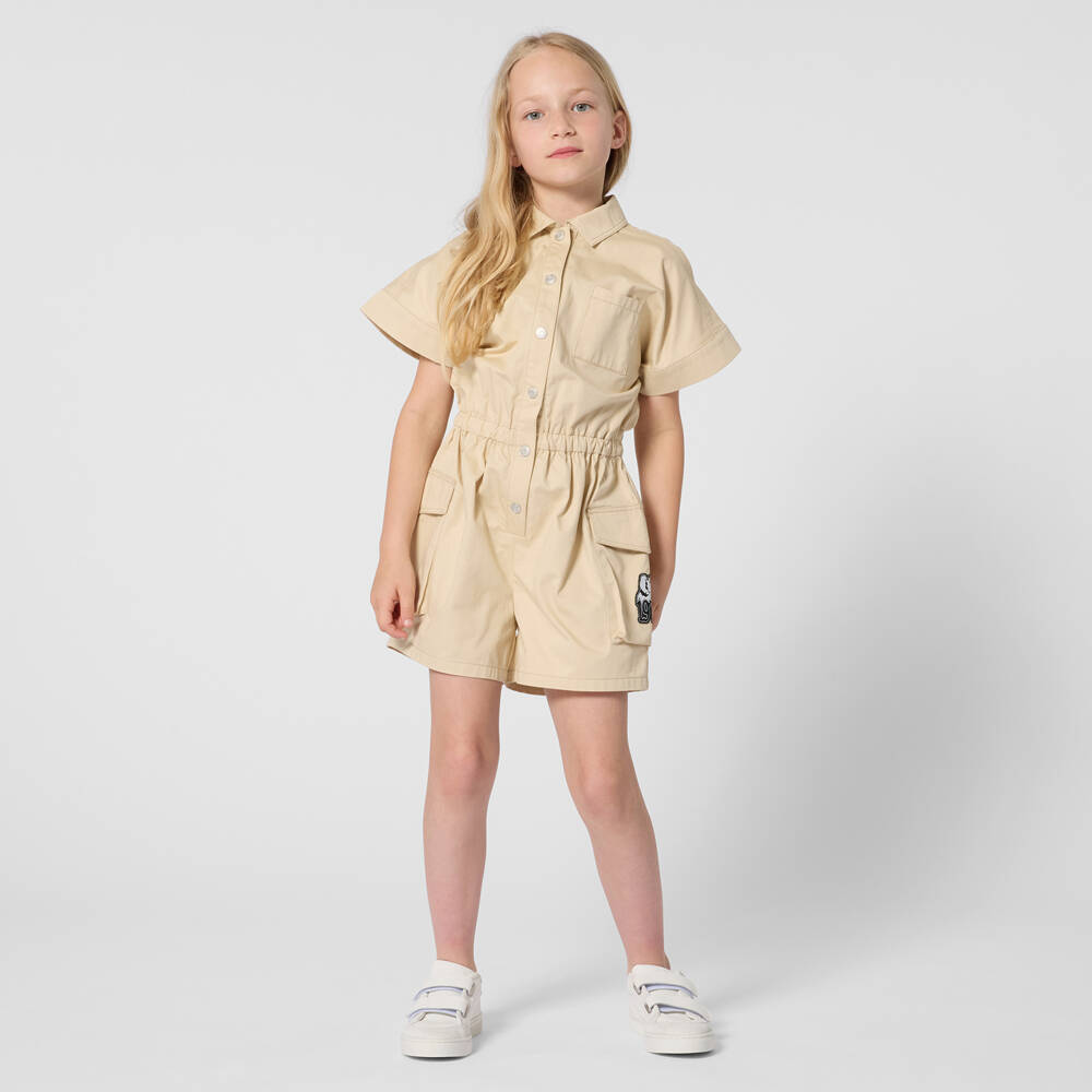 KENZO KIDS-Бежевый комбинезон для девочек | Childrensalon Outlet