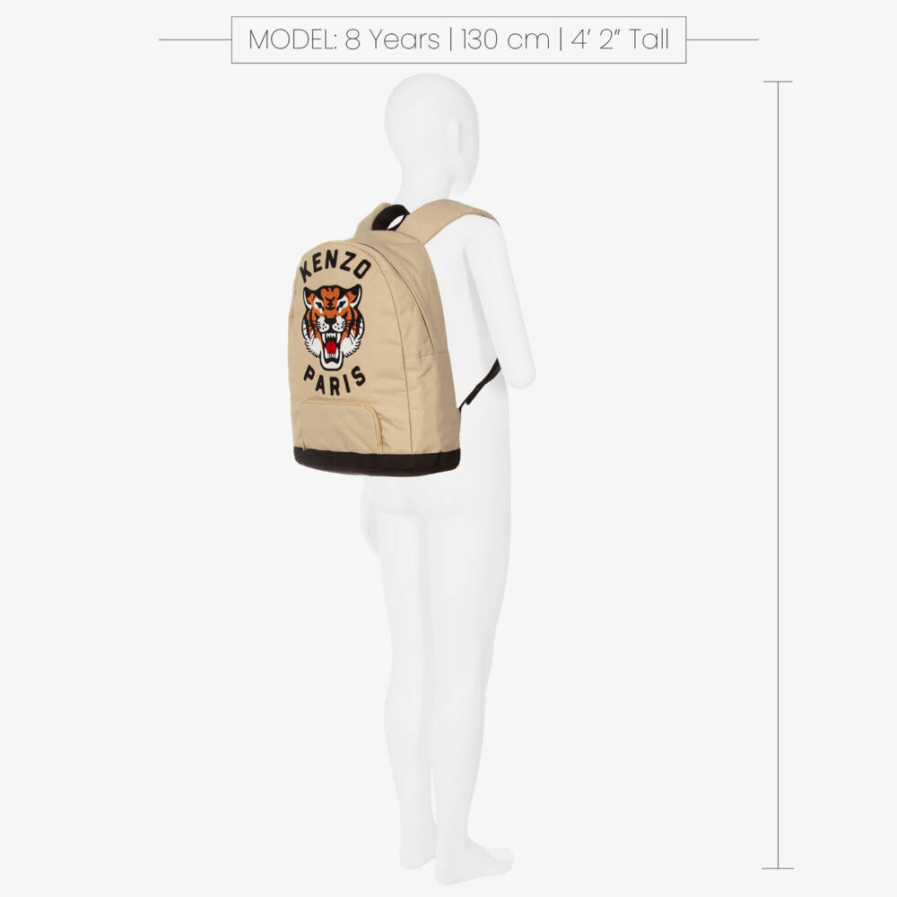 KENZO KIDS-Beige Tiger Logo Backpack (38cm) | Childrensalon Outlet