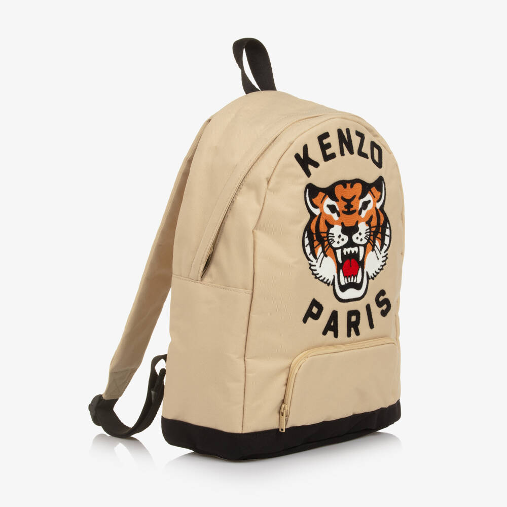 KENZO KIDS-Beige Tiger Logo Backpack (38cm) | Childrensalon Outlet
