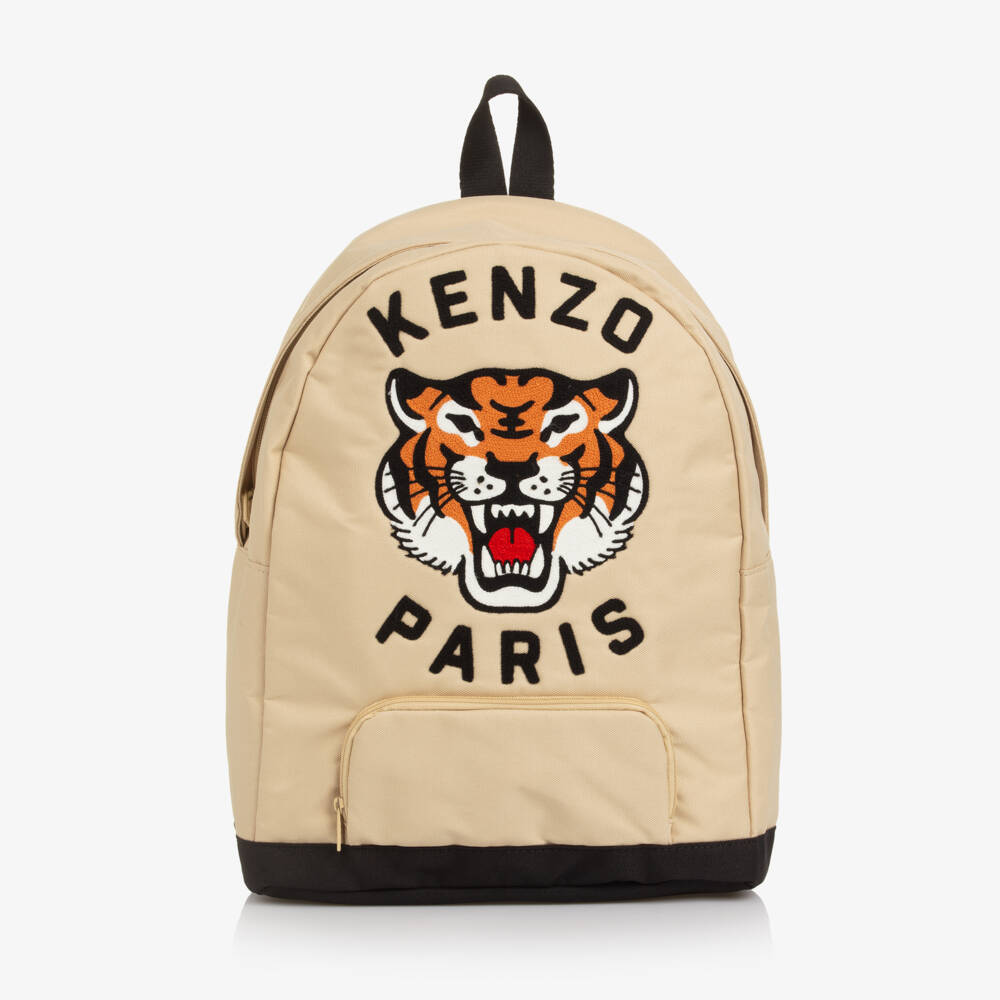 KENZO KIDS-Beige Tiger Logo Backpack (38cm) | Childrensalon Outlet