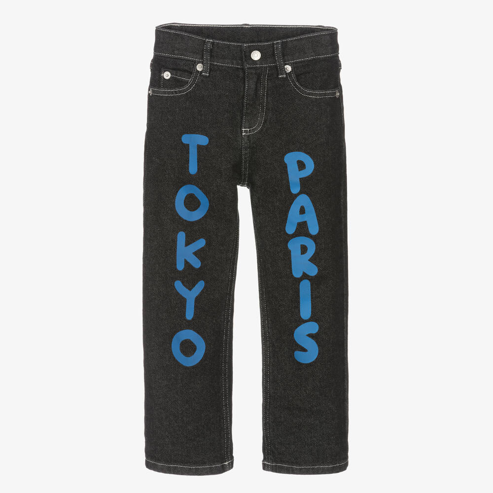 KENZO KIDS - Black Cotton Regular Fit Denim Jeans | Childrensalon