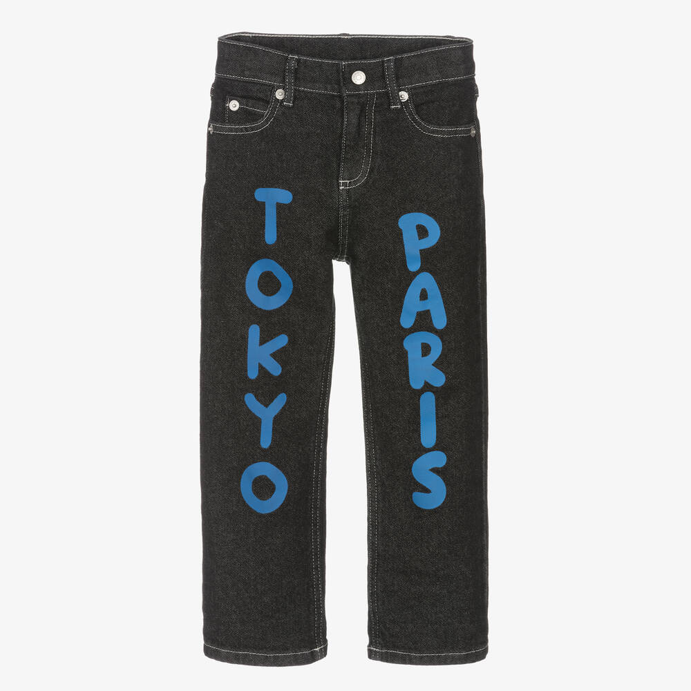 KENZO KIDS - Schwarze Regular-Fit-Baumwolljeans | Childrensalon