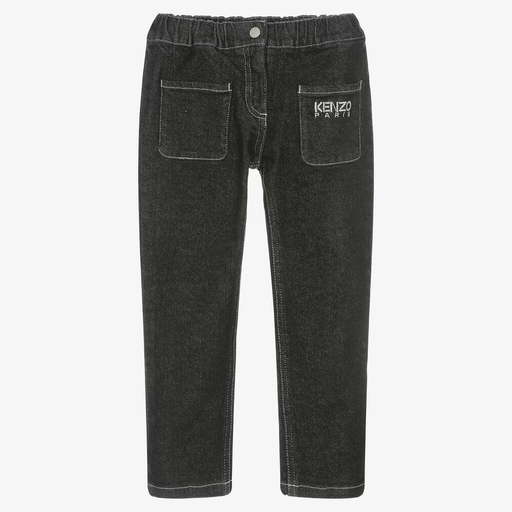 KENZO KIDS - Black Cotton Slim Fit Denim Jeans | Childrensalon