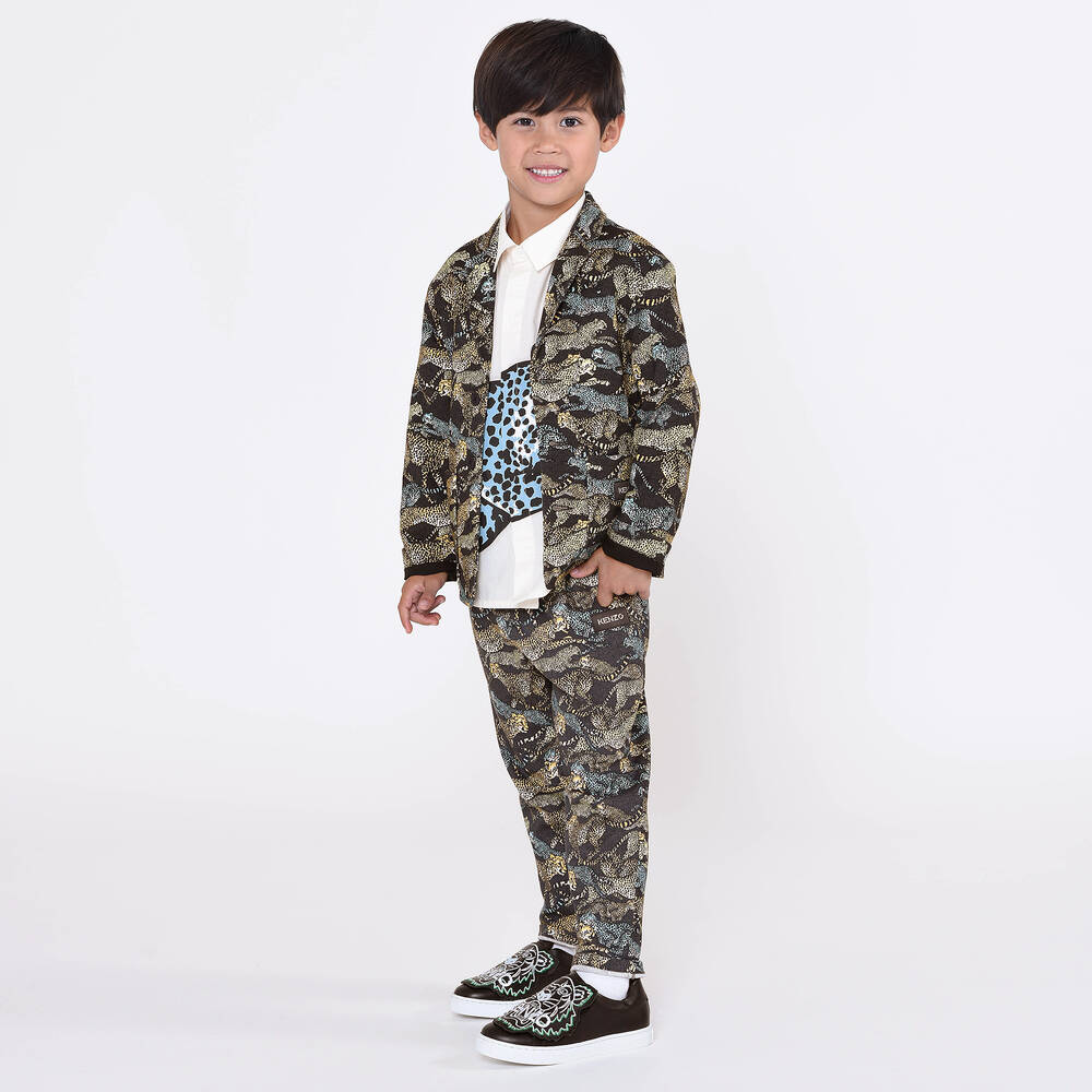 KENZO KIDS - Black Leather Tiger Trainers | Childrensalon Outlet