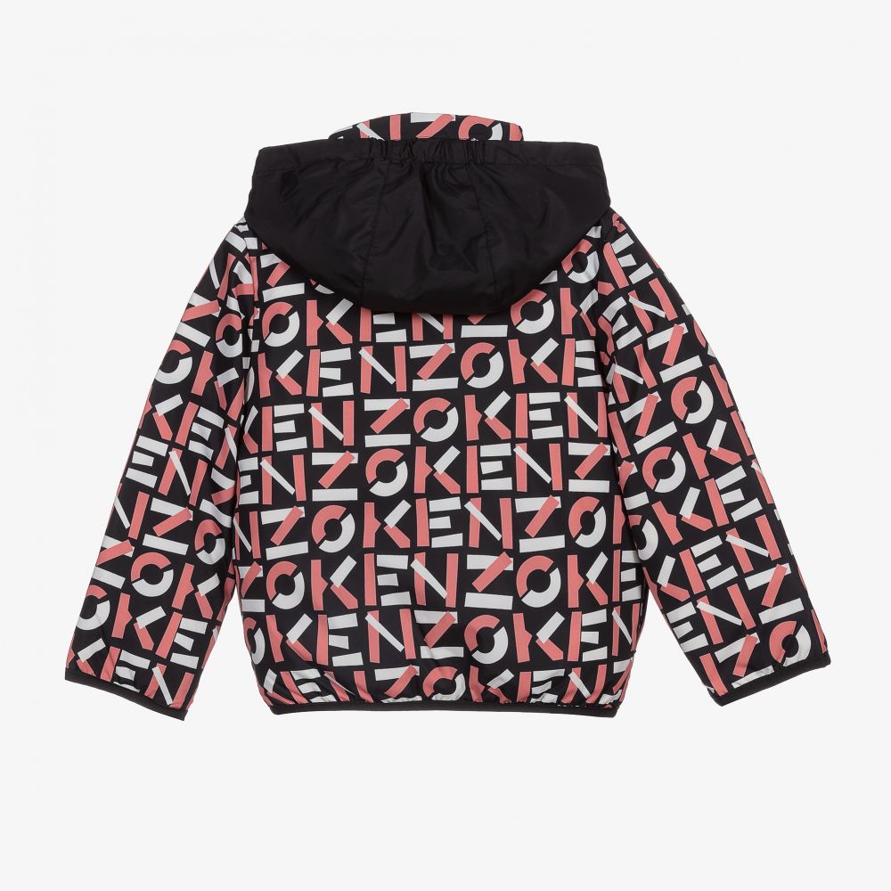 KENZO KIDS Veste noire et rose en duvet