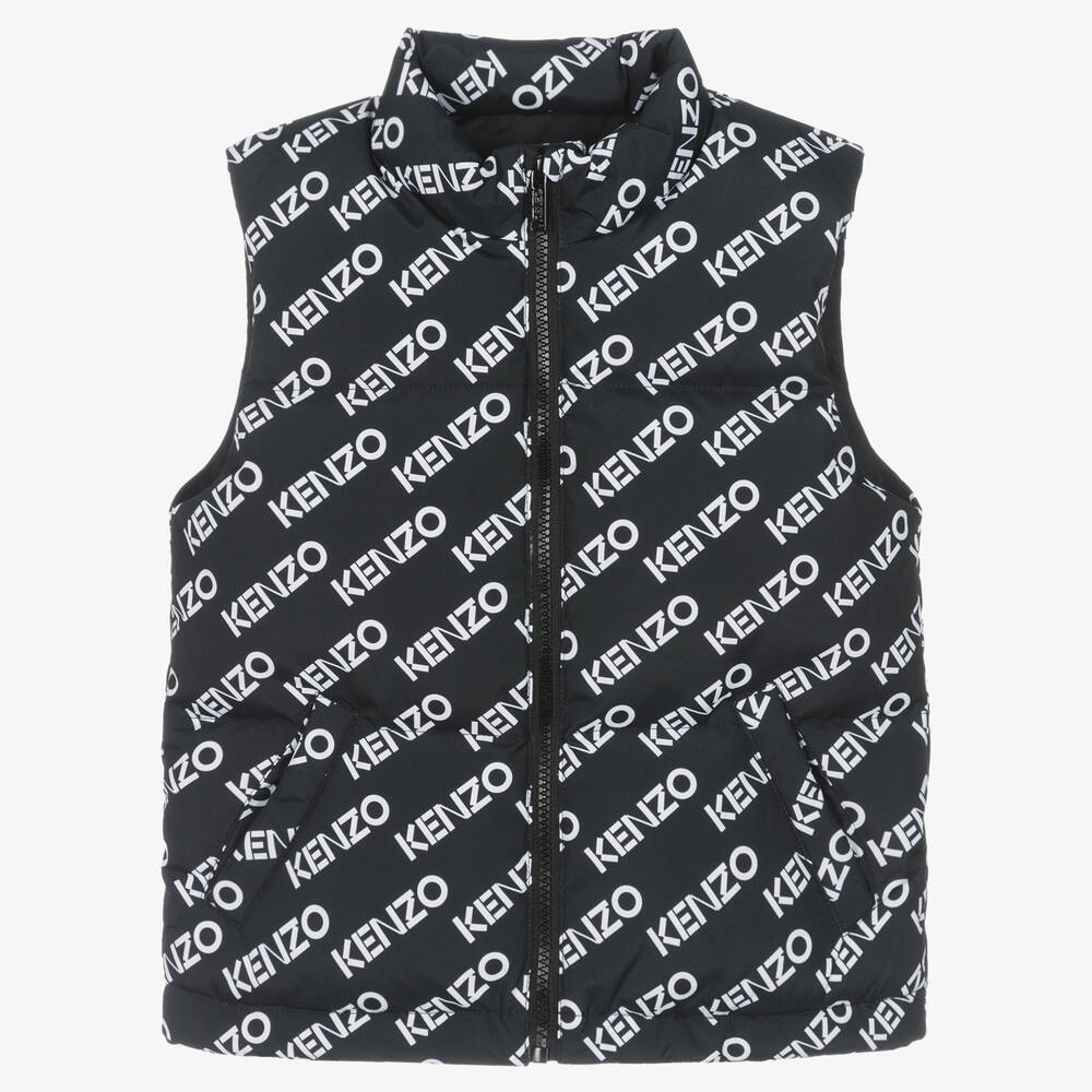 KENZO KIDS - Black & White Down Puffer Gilet | Childrensalon