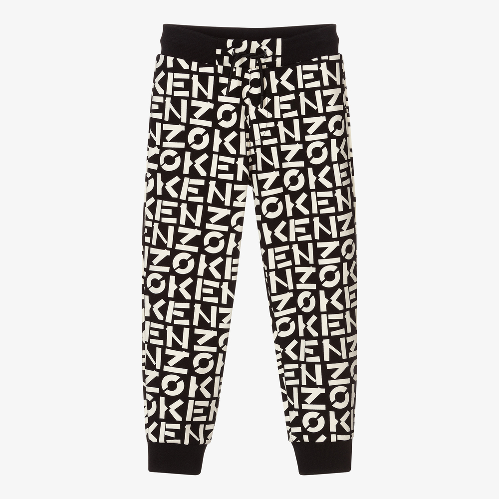 KENZO KIDS - Black & White Logo Joggers | Childrensalon