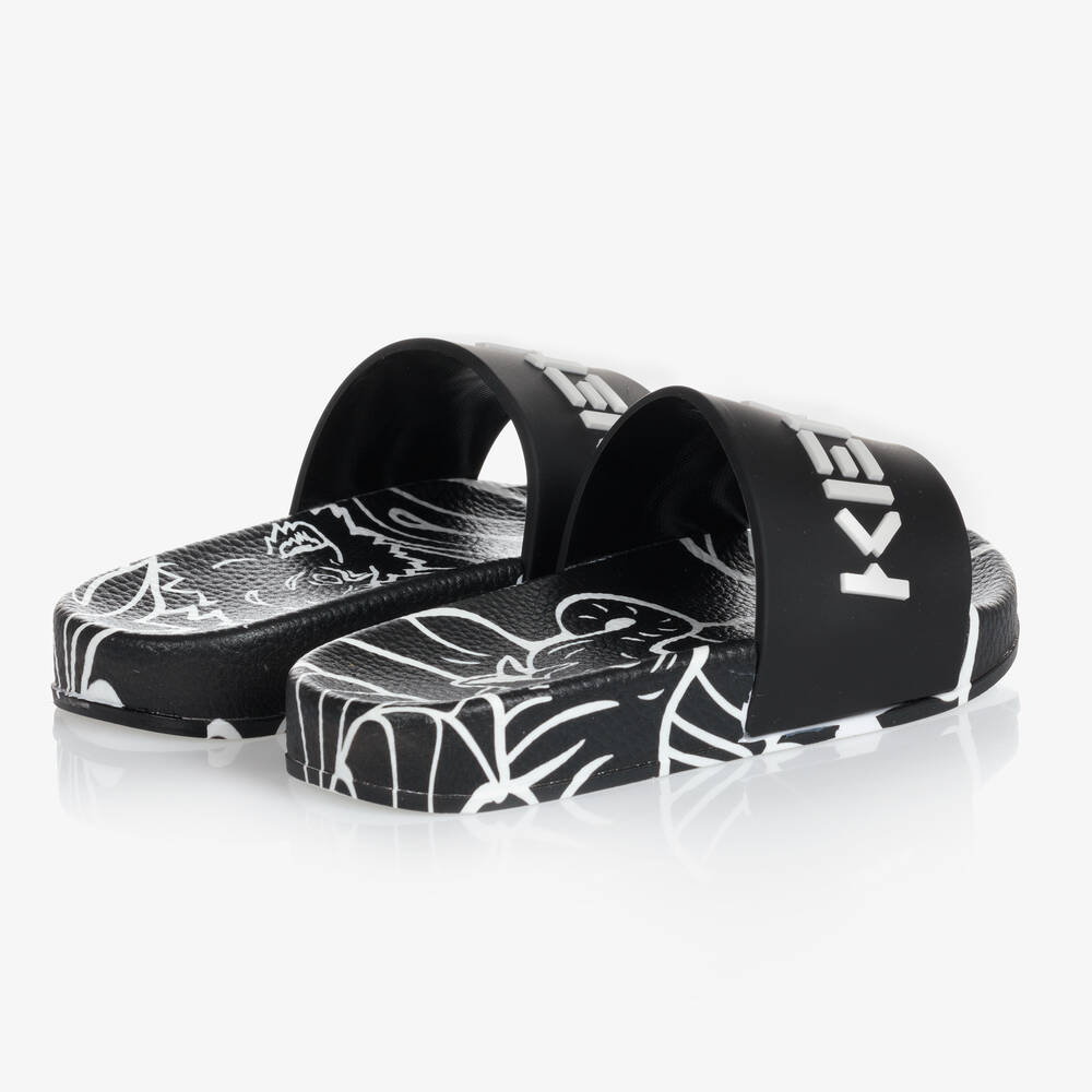 كينزو كيدز-شبشب سلايدرز مطاط لون أسود وأبيض | Childrensalon Outlet