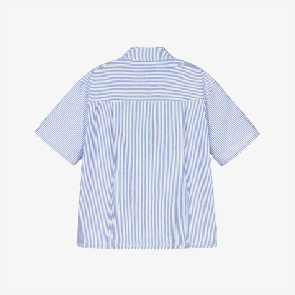 KENZO KIDS-Blue And White Stripe Logo Shirt | Childrensalon Outlet