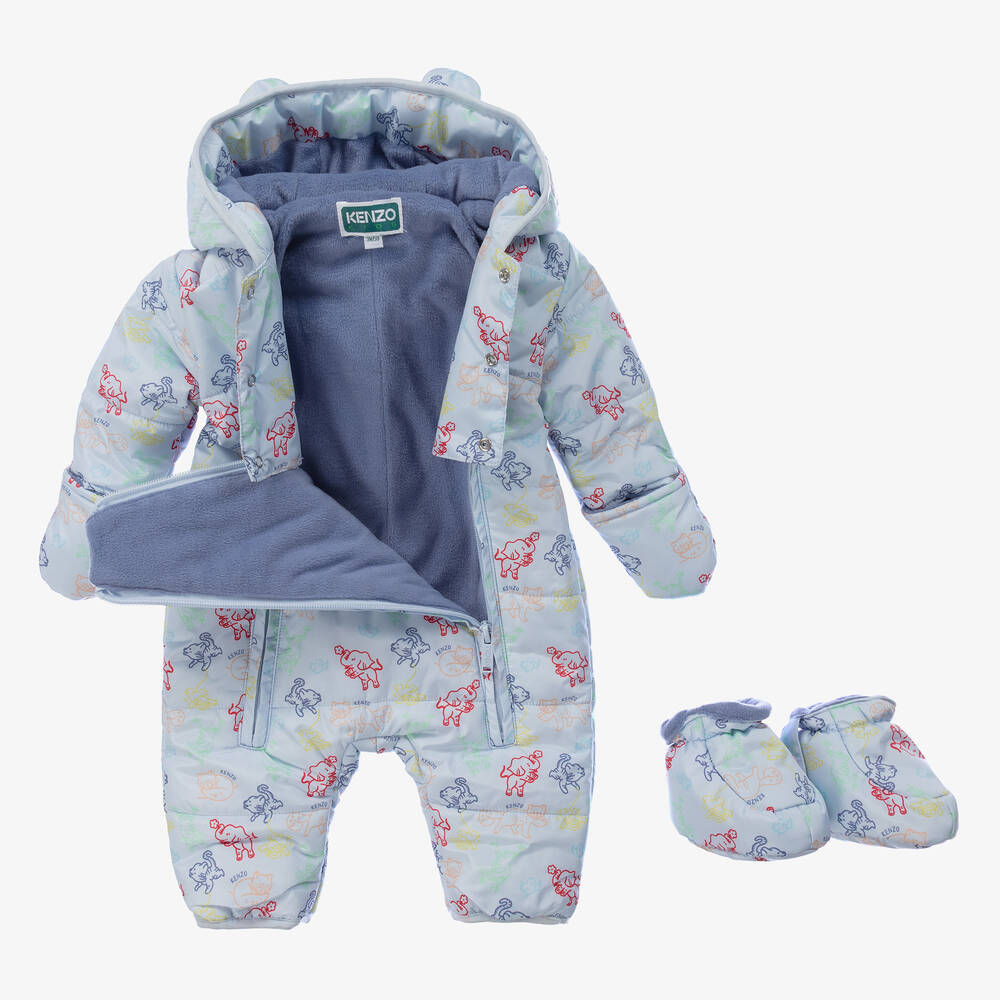 KENZO KIDS-Blue Animal Print Snowsuit | Childrensalon Outlet