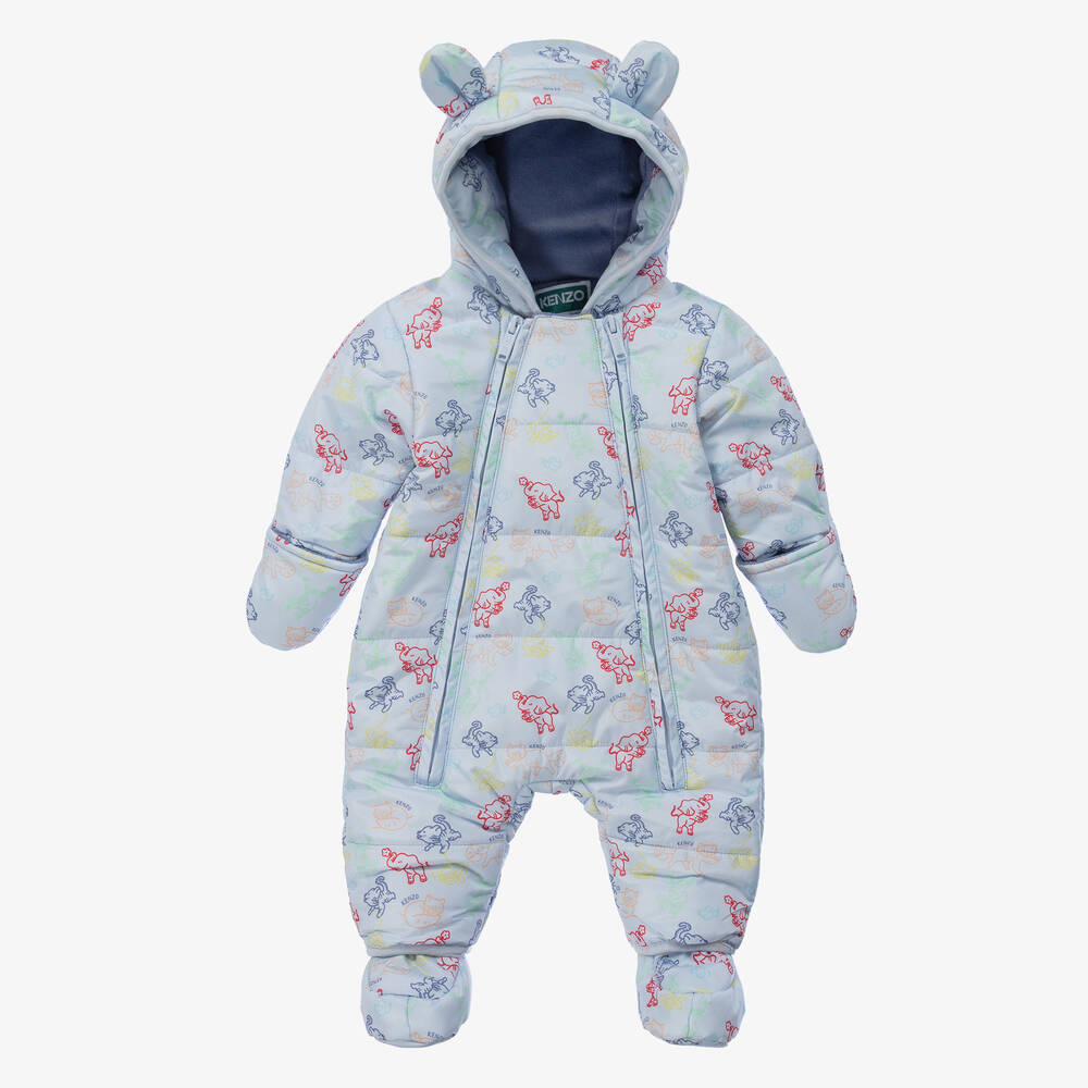 KENZO KIDS - Blauer Schneeanzug mit Tier-Print | Childrensalon