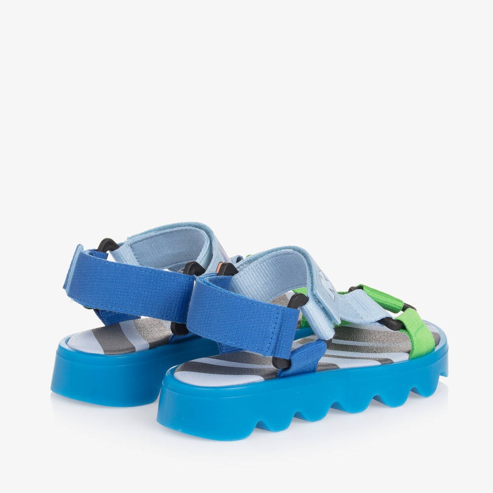 KENZO KIDS-صندل بشريط لاصق لون أزرق بألوان بلوك | Childrensalon Outlet