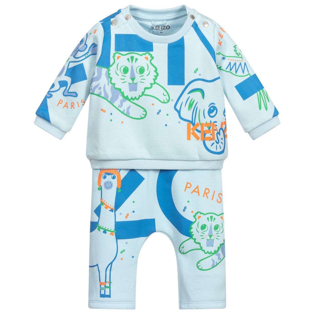 Blue Cotton Baby Trousers Set