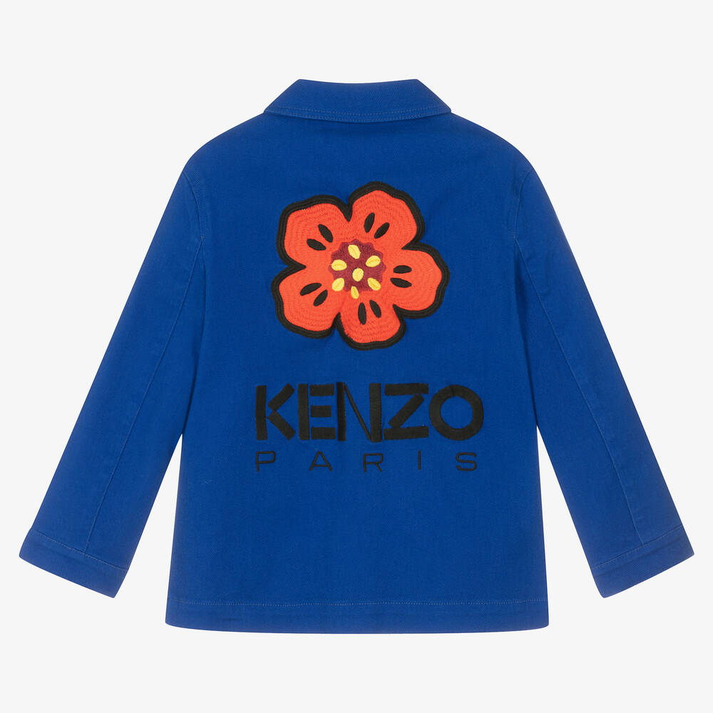 KENZO KIDS-Синяя хлопковая куртка с цветком | Childrensalon Outlet