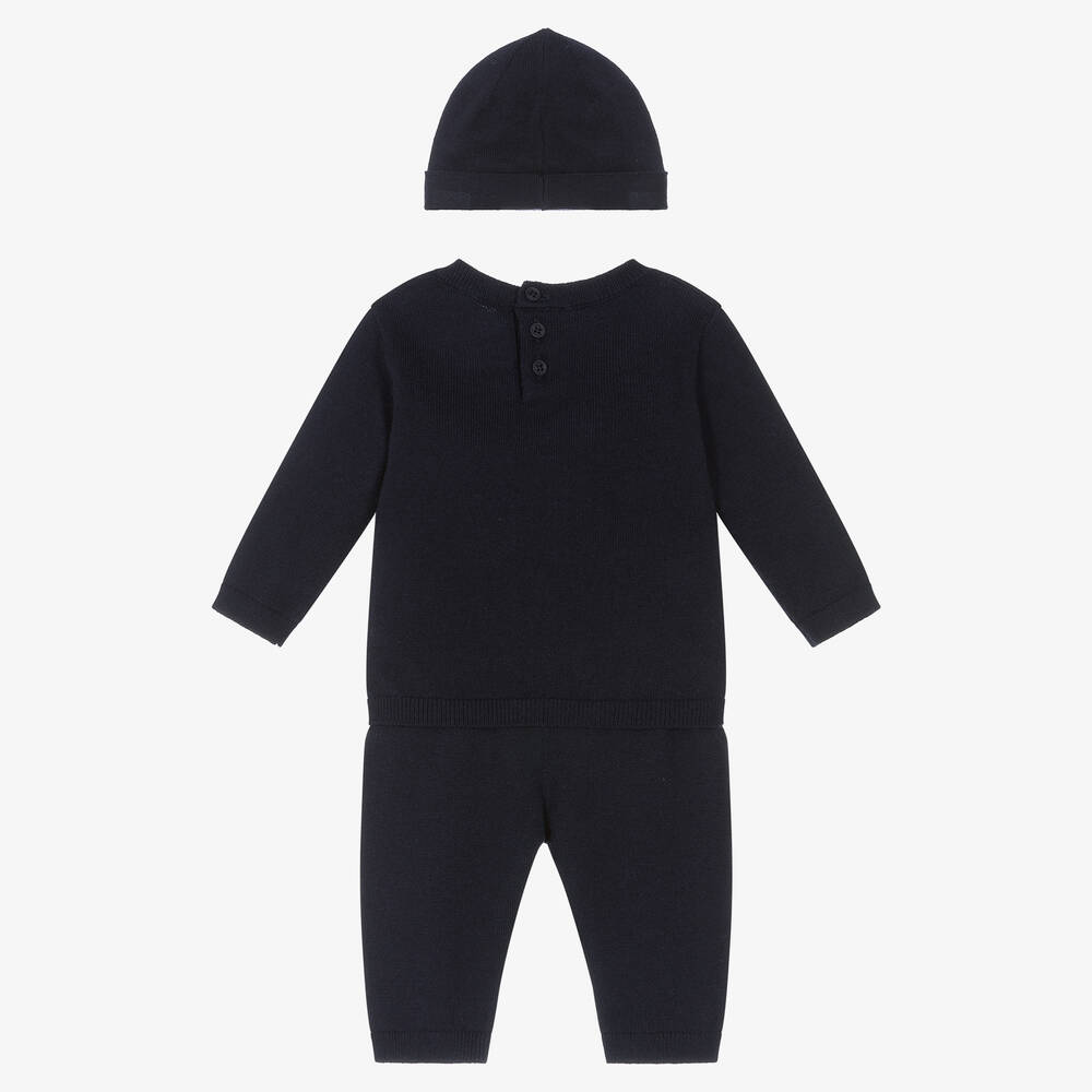 KENZO KIDS Blue Cotton Cashmere Baby Trouser Set Childrensalon Outlet