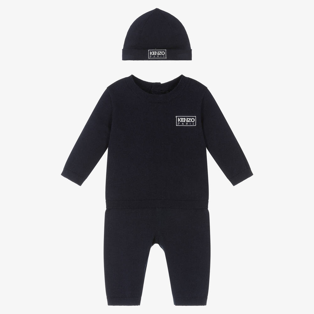 KENZO KIDS - Baumwoll- & Kaschmirhosen-Set Blau | Childrensalon