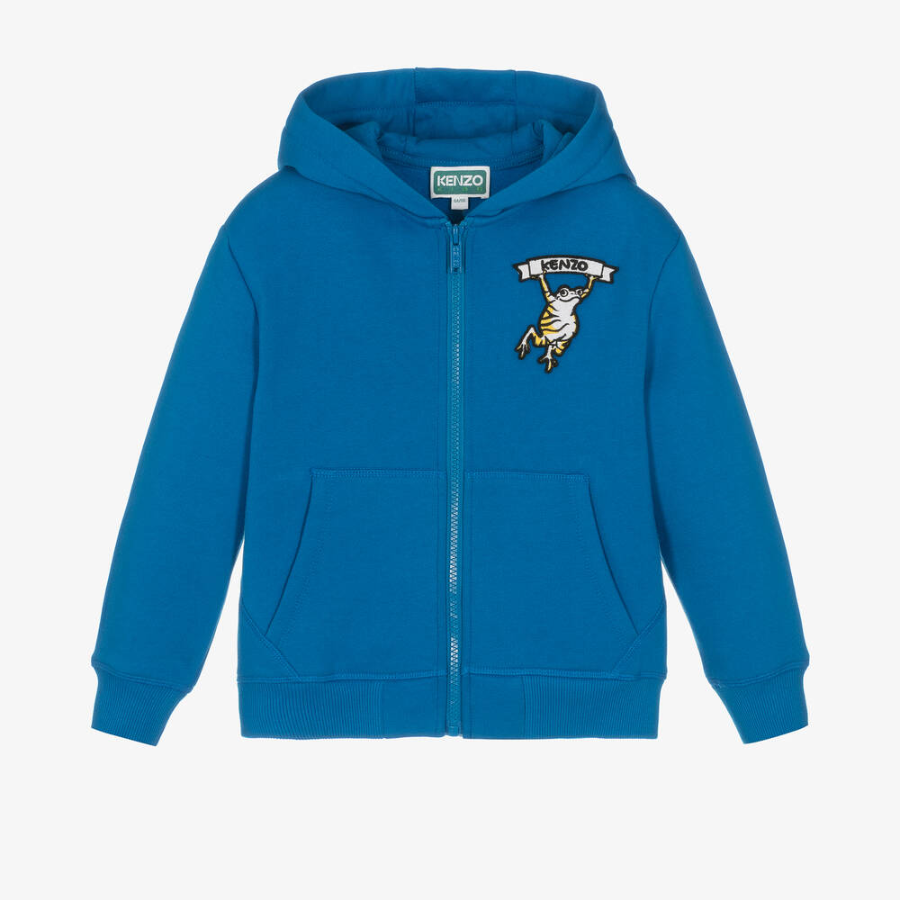 KENZO KIDS - Blaues Frosch-Baumwolltop mit Zip | Childrensalon