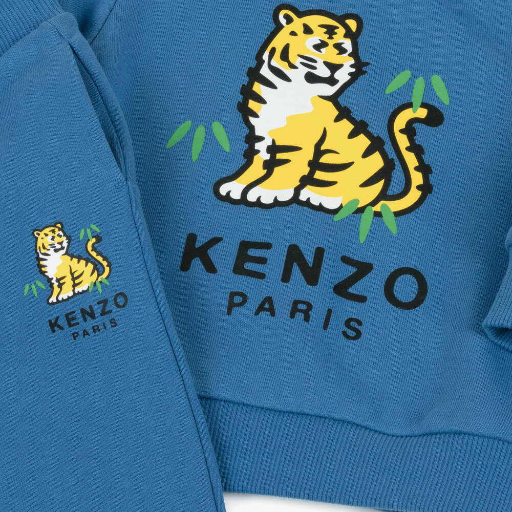 KENZO KIDS-Blue Cotton Jersey Kotora Tiger Tracksuit | Childrensalon Outlet