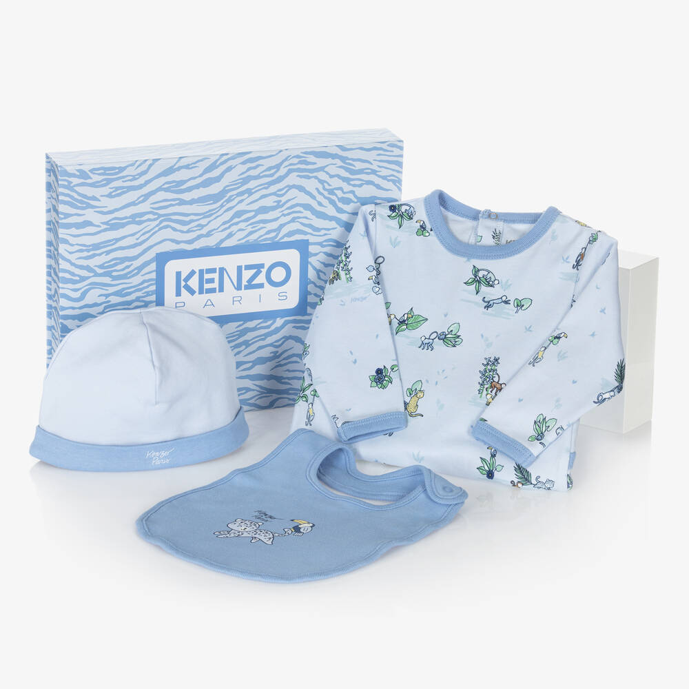 KENZO KIDS-Blue Cotton Jungle Babysuit Set | Childrensalon Outlet